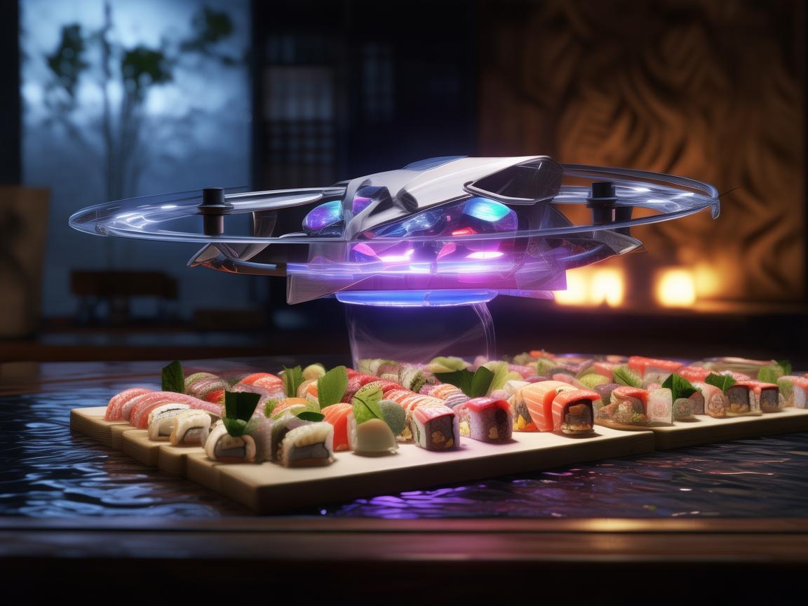 寿司与无人机的创意飞行技艺
