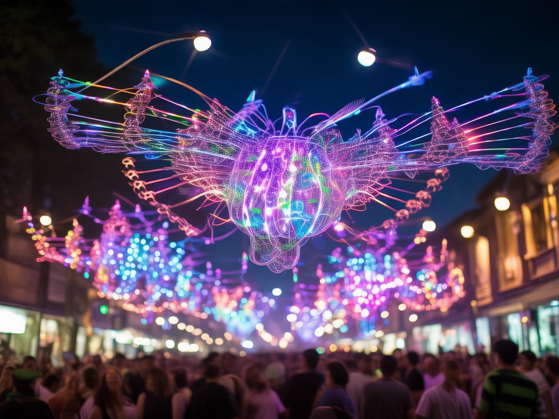 夜市音乐节上的无人机奇幻秀