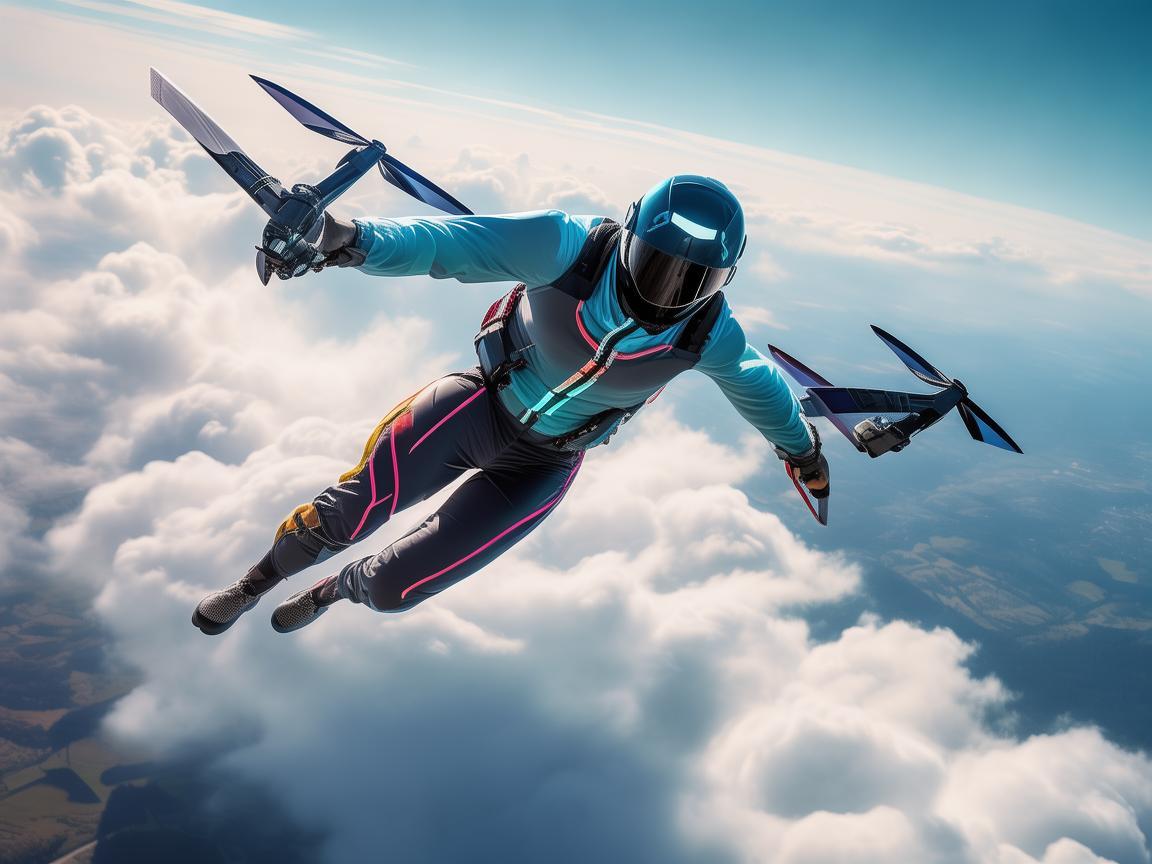 身着运动服，驾驭无人机翱翔天际