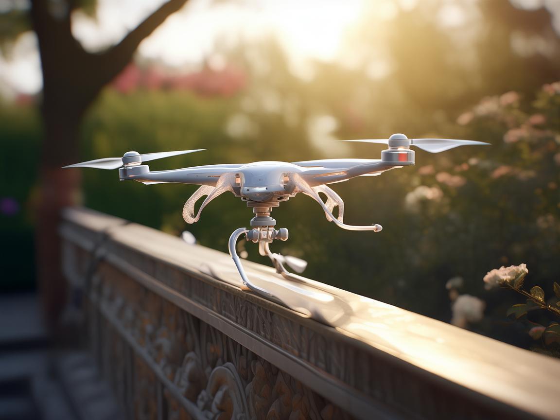 阳台栏杆上的无人机奇幻舞步