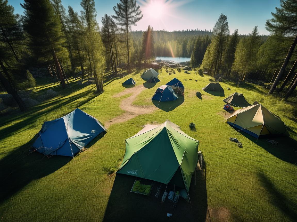 无人机视角下的露营地帐篷区飞行探索