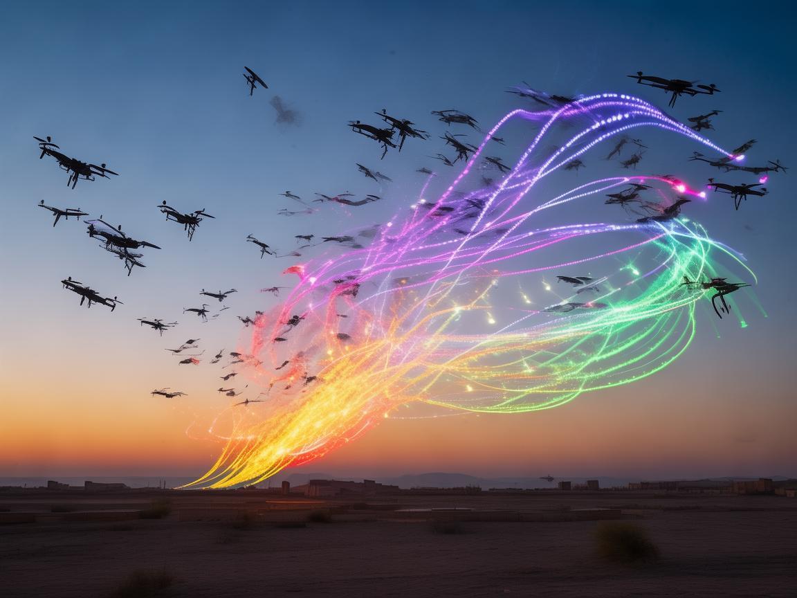 吐鲁番上空的无人机飞行技艺秀