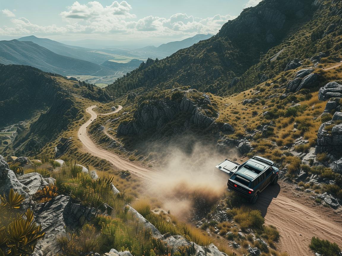 无人机视角下的吉普车追逐之旅