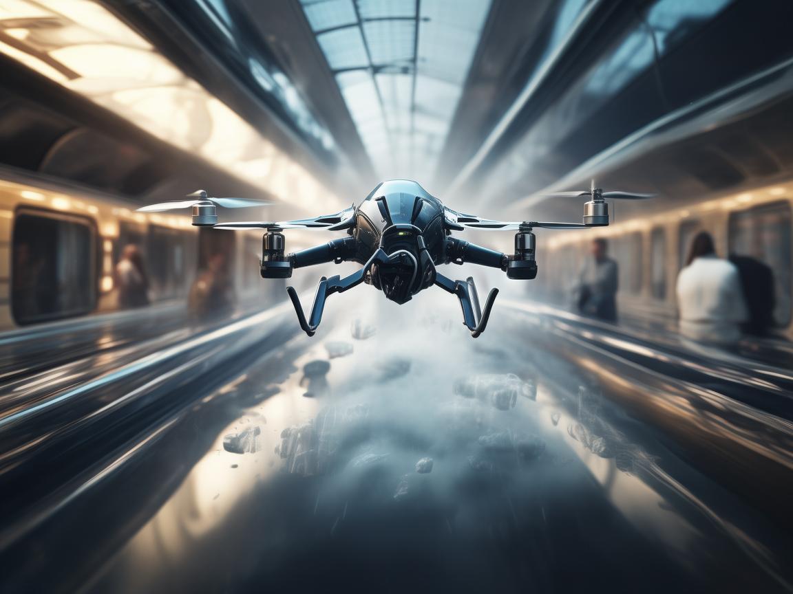 列车车厢上空的无人机绝技