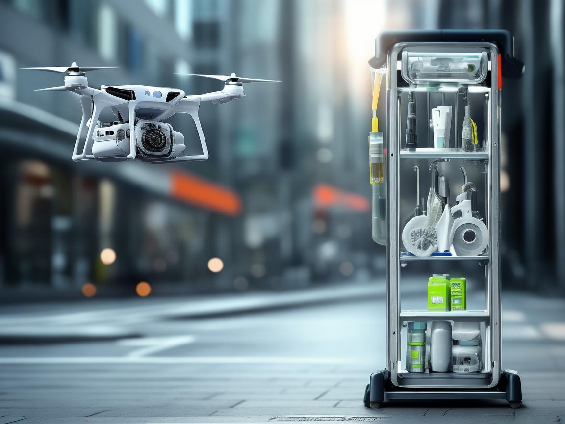 无人机助力多功能清洁用品架应用